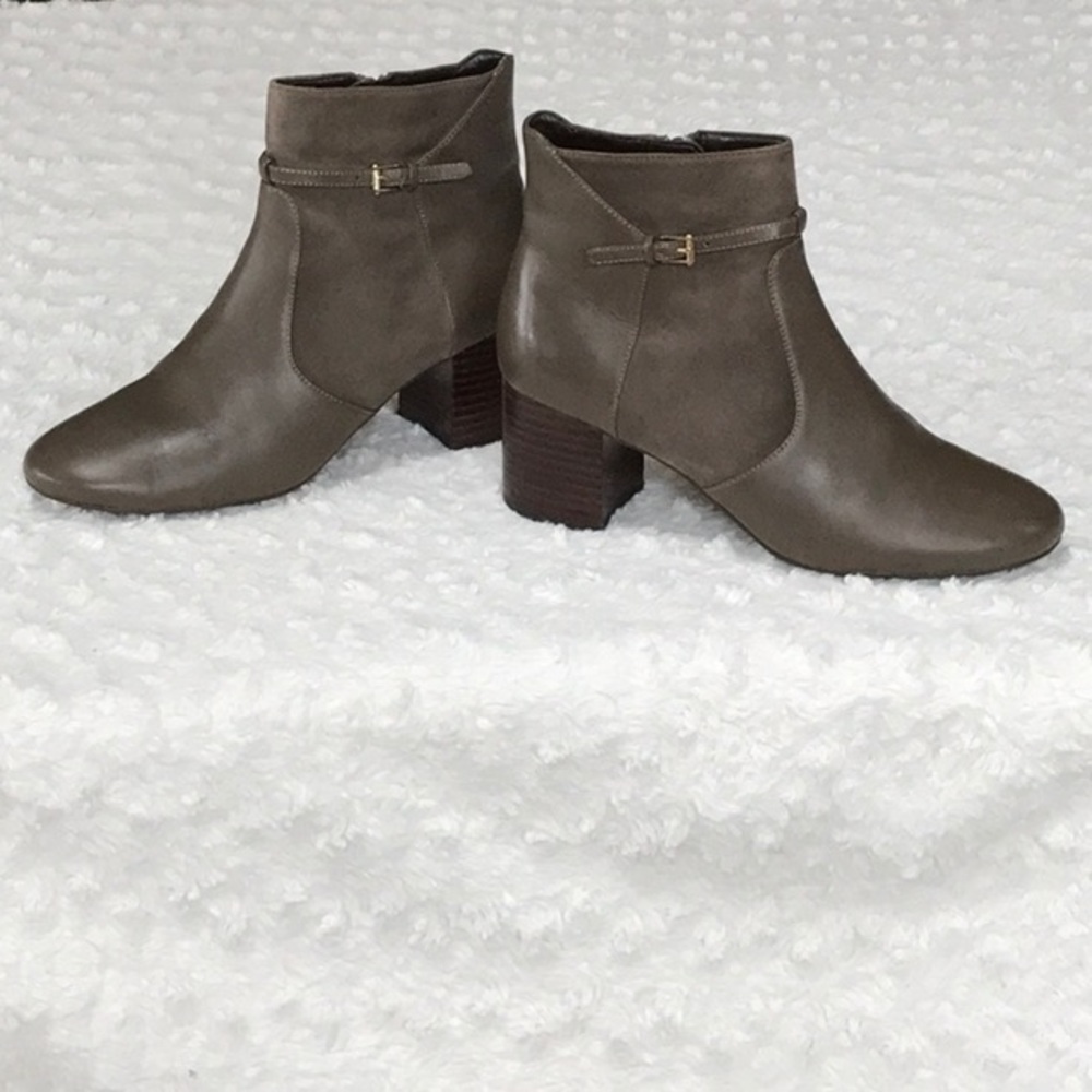 COLE HAAN Taupe Leather Suede Ankle Boots Booties
